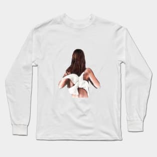 Woman with birds on back. Freedom concept. Long Sleeve T-Shirt